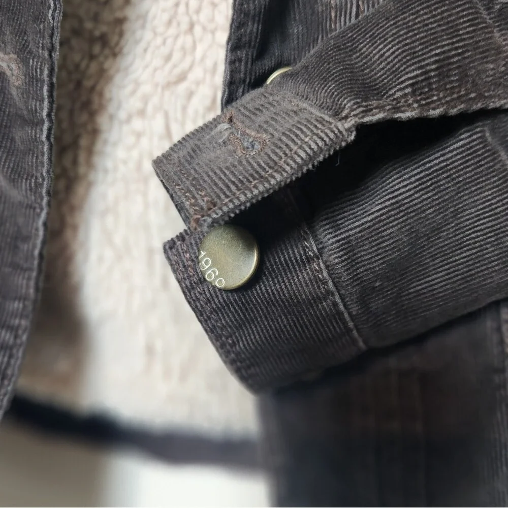 Gap Kids Girls Boys Brown‎ Corduroy Jacket Shearling Sherpa Lined XS 4-5 Unisex